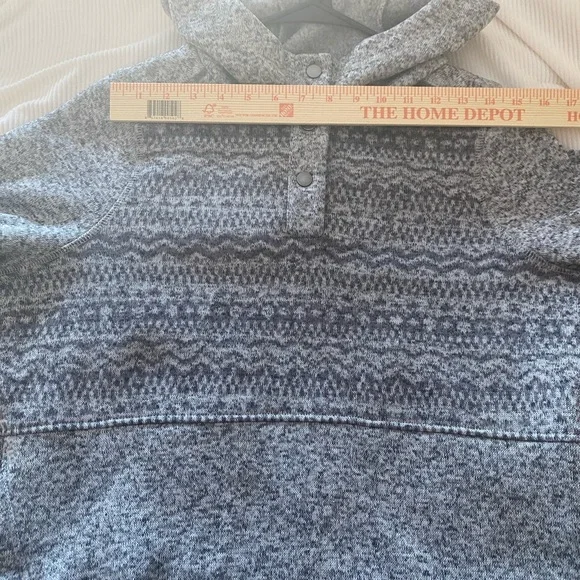 Life Gray Fair Isle Fleece Pullover Hoodie Button Women's Sweatshirt Large - Picture 4 of 13
